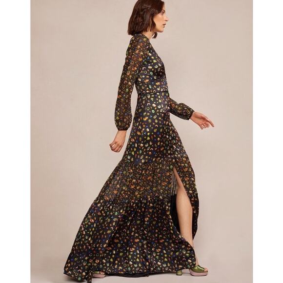 Cynthia Rowley Dresses & Skirts - Cynthia Rowley Caroline Tiered Maxi Dress ditsy floral silk black size 8 medium